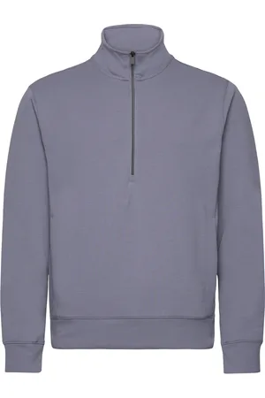 MANGO Breathable Zip-Neck Sweatshirt Blue