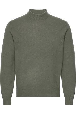 MANGO Wool-Blend Sweater With Perkins Collar Khaki