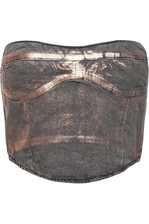 MANGO Denim Foil Top Gold