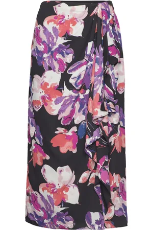 Ralph Lauren Floral Georgette Midi Skirt Black