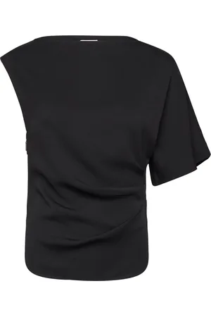 Calvin Klein Stretch Crepe Draped Top Black