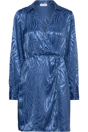 VILA Visatabu L/S Shirt Wrap Dress / B Blue