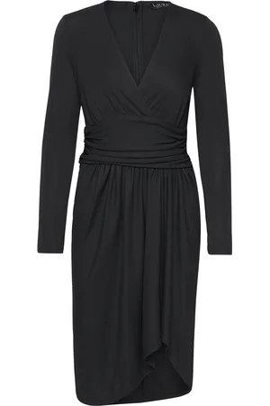 Ralph Lauren Ruched Stretch Jersey Surplice Dress