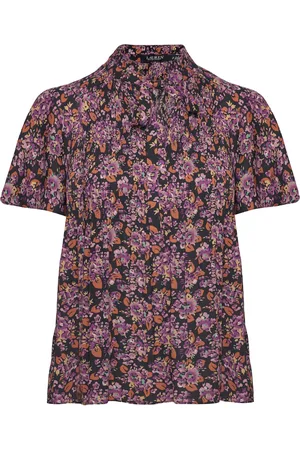 Ralph Lauren Floral Pleated Georgette Blouse Purple