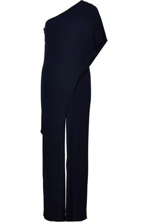 Ralph Lauren Cape Georgette -Shoulder Jumpsuit Navy