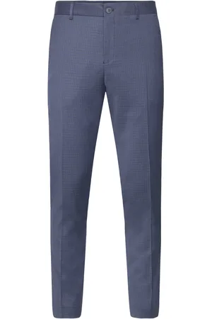 SELECTED Slhslim-Neil Blue Check Trs Navy
