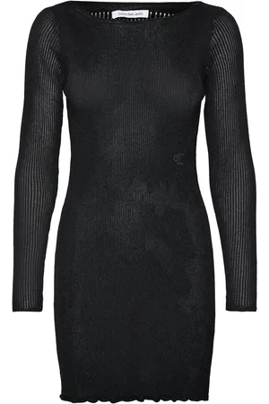 Calvin Klein Metallic Sweater Dress Black
