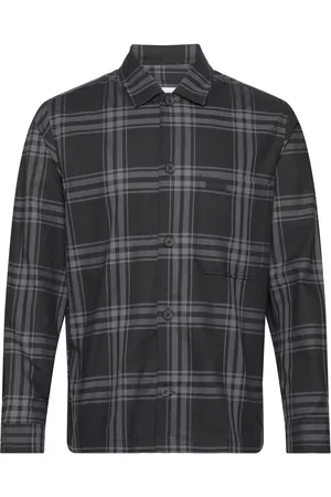 Calvin Klein Twill Graphic Check Overshirt Black