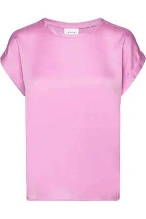 VILA Viellette S/S Satin Top - Noos Pink