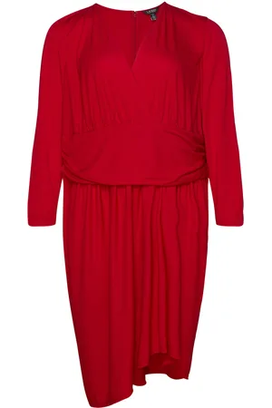 Ralph Lauren Ruched Stretch Jersey Surplice Dress Red