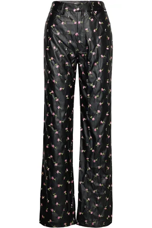 ROTATE Printed Straight Pants Black