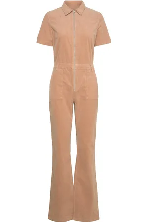 MANGO Corduroy Jumpsuit With Zip Brown