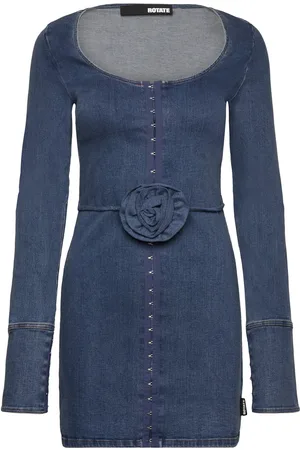 ROTATE Stretchy Scoop Neck Dress Blue