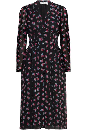 Diane von Furstenberg Dvf Tied Erica L/S Midi Dress Black
