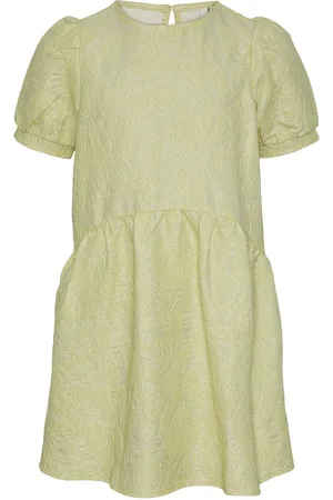 Little Pieces Pkjosie Ss O-Neck Lurex Dress Yellow