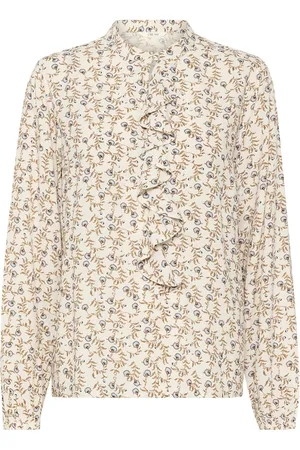 Cream Crtiah Flounce Blouse