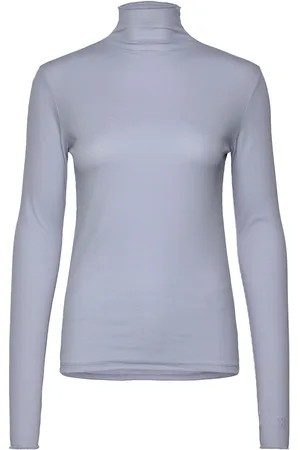 Filippa K Rib Mock Neck Top Blue
