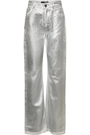 ROTATE Coated Denim Pants Silver