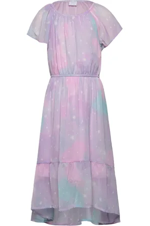 Lindex Dress Hi And Low Chiffon Aop Purple