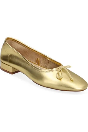 MANGO Leather Ballet Flats With Bow