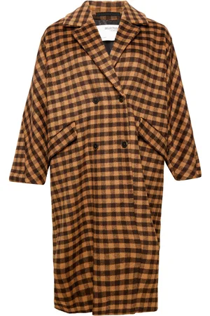 SELECTED Slfnew Element Wool Coat B Check Curve Brown