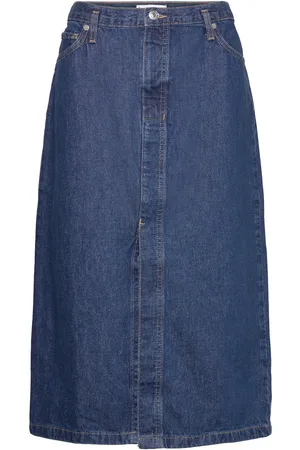 MANGO Denim Midi-Skirt Blue