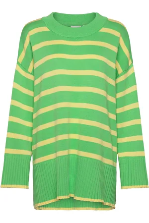 ONLY Carhella Ls Loose Striped O-Neck Knt Green