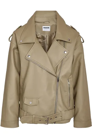 Noisy May Nmpaulina Over Biker Jacket Noos Beige