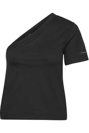 Calvin Klein Smooth Cotton Shoulder Top Black