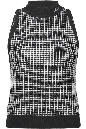 Karl Lagerfeld Sleeveless Boucle Knit Top Black