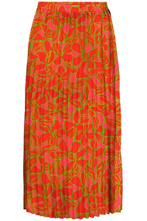ONLY Onlalma Life Poly Plisse Skirt Aop Orange