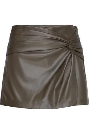 MANGO Leather-Effect Culottes Khaki