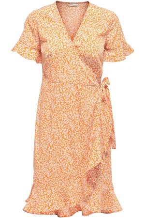 ONLY Onlolivia S/S Wrap Dress Wvn Noos Orange