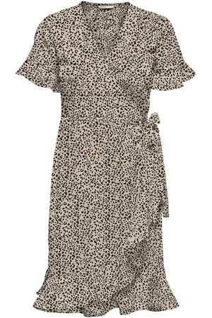 ONLY Onlolivia S/S Wrap Dress Wvn Noos Brown