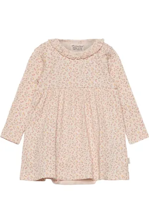 Minymo Dress Ls Aop Rib Pink