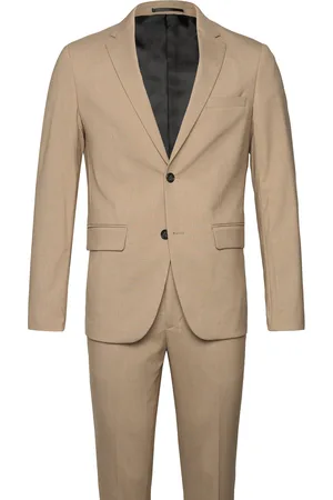 Lindbergh Plain Mens Suit - Normal Length Beige