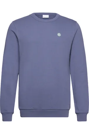 Knowledge Cotton Apparal Basic Badge Sweat - Gots/Vegan Blue