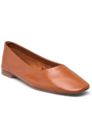 MANGO Leather Ballet Flats Brown