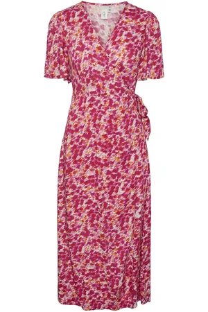 Y.A.S Alira Ss Long Wrap Dress S. Noos Pink