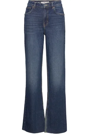 MANGO Medium-Rise Straight Jeans With Slits Blue