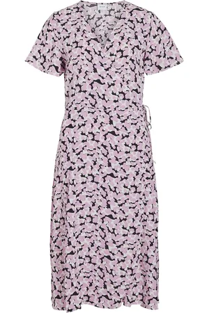 VILA Vilovie S/S Wrap Midi Dress - Noos Purple
