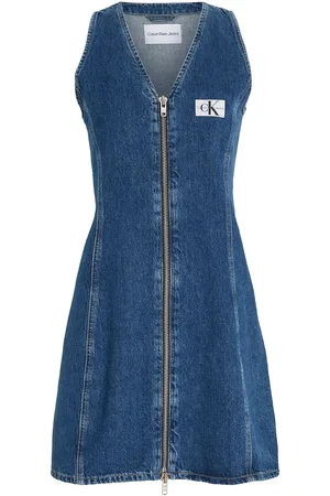 Calvin Klein Zip Through Sleeveless Dress Blue