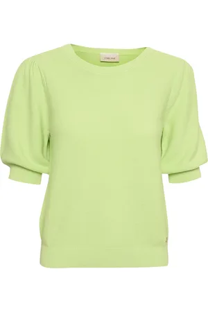 Cream Crsillar Knit Pullover Green