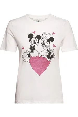 ONLY Onlmickey Life Reg S/S Valentine Top Jrs White