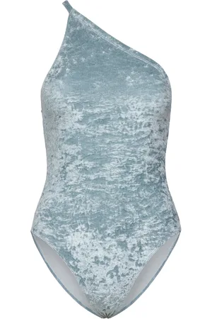 Filippa K Asymmetric Velvet Swimsuit Blue