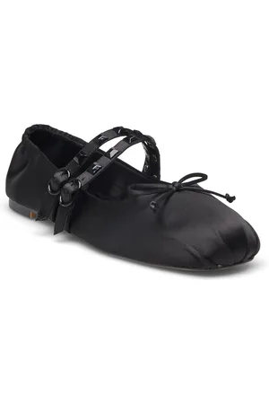 MANGO Satin Ballet Flats With Studs