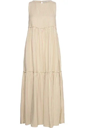 Bobo Choses Vertical Multi Striped Strap Dress Cream