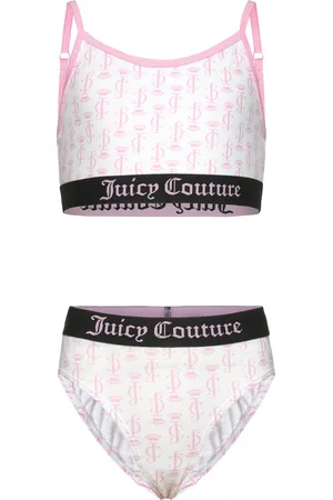 Juicy Couture Juicy Aop Bralette And Bikini Brief Set Hanging Pink