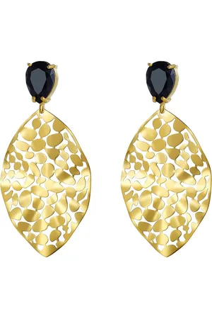 Bud to rose Leaf Crystal Earring Gold