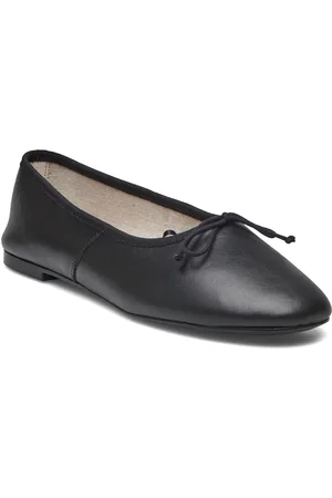 MANGO Leather Ballet Flats With Bow